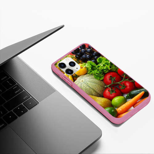 Чехол для iPhone 11 Pro Max матовый Богатый урожай, цвет малиновый - фото 5