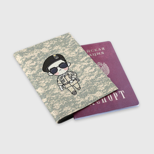 Обложка для паспорта матовая кожа SONG JOONG KI, цвет черный - фото 3