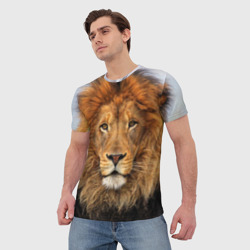 Мужская футболка 3D Красавец лев - фото 2