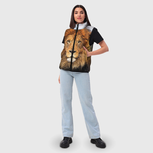 Женский жилет утепленный 3D Красавец лев, цвет черный - фото 5