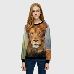 Женский свитшот 3D Красавец лев - фото 2