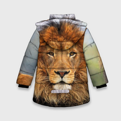 Зимняя куртка для девочек 3D Красавец лев, цвет светло-серый - фото 2