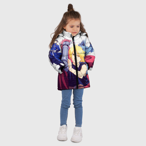 Зимняя куртка для девочек 3D Братья Элрики и Рой Мустанг, цвет светло-серый - фото 5