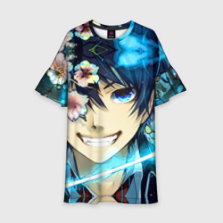 Детское платье 3D Blue Exorcist flowers