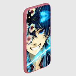 Чехол для iPhone XS Max матовый Blue Exorcist flowers - фото 2