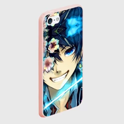 Чехол для iPhone 5/5S матовый Blue Exorcist flowers - фото 2