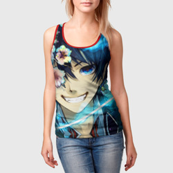 Женская майка 3D Blue Exorcist flowers - фото 2