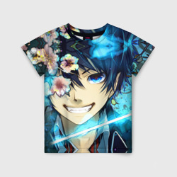 Детская футболка 3D Blue Exorcist flowers