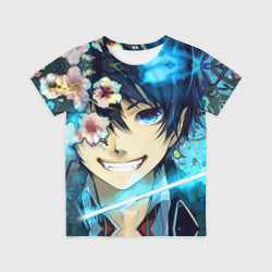 Детская футболка 3D Blue Exorcist flowers