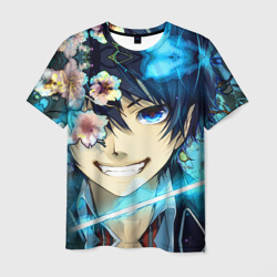 Мужская футболка 3D Blue Exorcist flowers