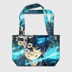 Пляжная сумка 3D Blue Exorcist flowers