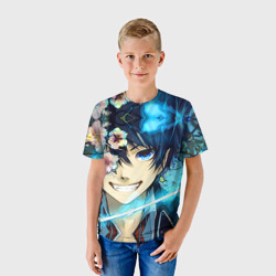 Детская футболка 3D Blue Exorcist flowers - фото 2