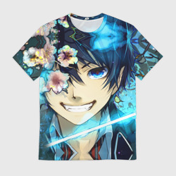 Мужская футболка 3D Blue Exorcist flowers