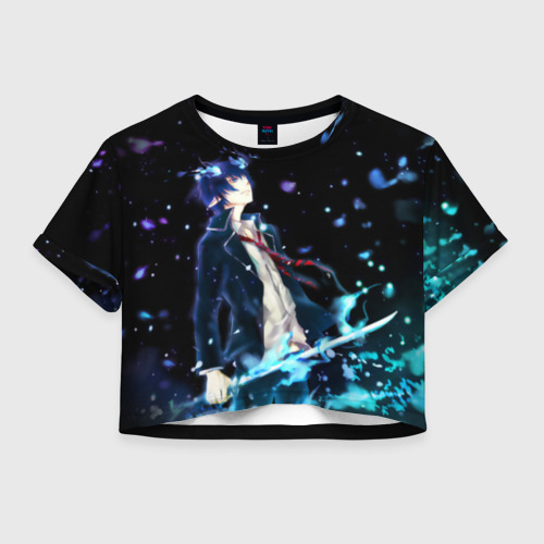 Женская футболка Crop-top 3D Blue Exorcist profil, цвет 3D печать