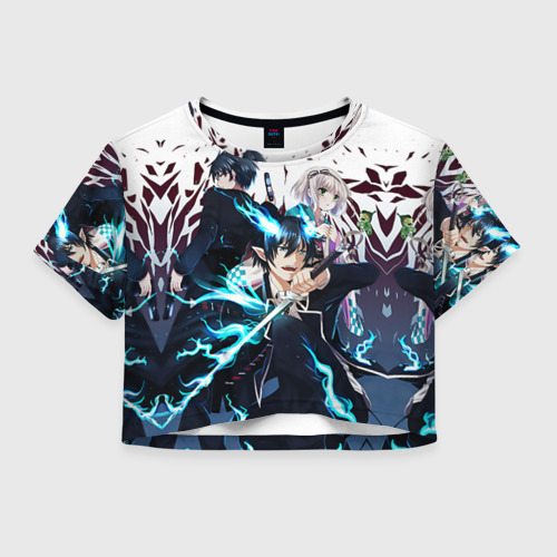 Женская футболка Crop-top 3D Blue Exorcist art, цвет 3D печать