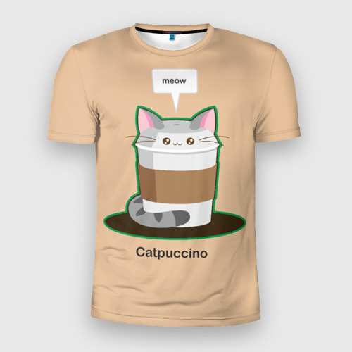 Мужская футболка 3D Slim Catpuccino, цвет 3D печать