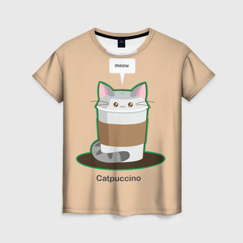 Женская футболка 3D Catpuccino Фото 01 Женская футболка 3D Catpuccino Фото 01