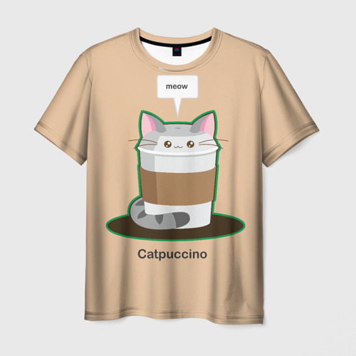 Мужская футболка 3D Catpuccino, цвет 3D печать