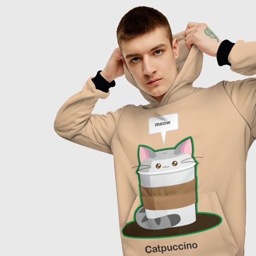 Мужская толстовка 3D Catpuccino, цвет черный - фото 5