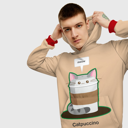Мужская толстовка 3D Catpuccino, цвет красный - фото 5