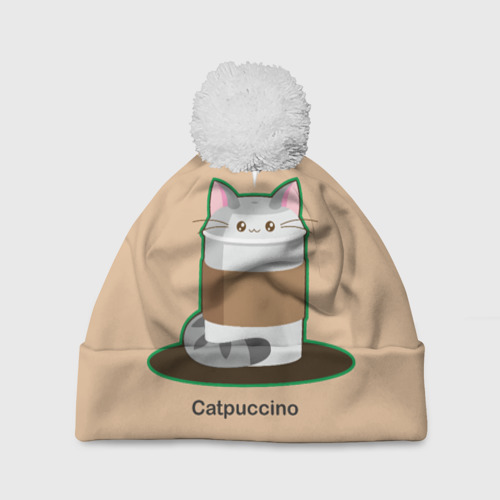 Шапка 3D c помпоном Catpuccino, цвет 3D печать