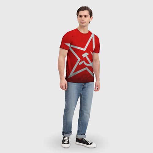 Мужская футболка 3D Флаг СССР: Серп и Молот, цвет 3D печать - фото 5