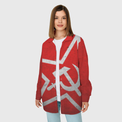 Женская рубашка oversize 3D Флаг СССР: Серп и Молот - фото 2