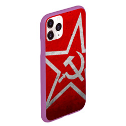 Чехол для iPhone 11 Pro Max матовый Флаг СССР: Серп и Молот - фото 2