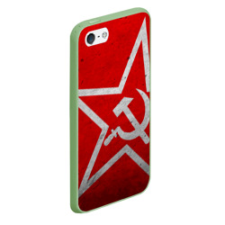Чехол для iPhone 5/5S матовый Флаг СССР: Серп и Молот - фото 2