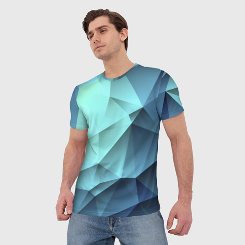 Мужская футболка 3D Polygon blue, цвет 3D печать - фото 3