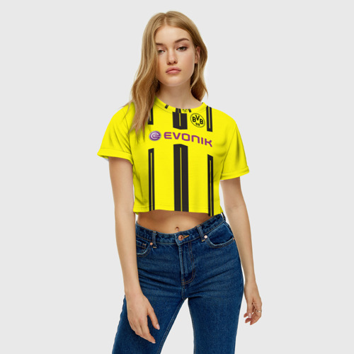 Женская футболка Crop-top 3D Borussia Dortmund, цвет 3D печать - фото 3