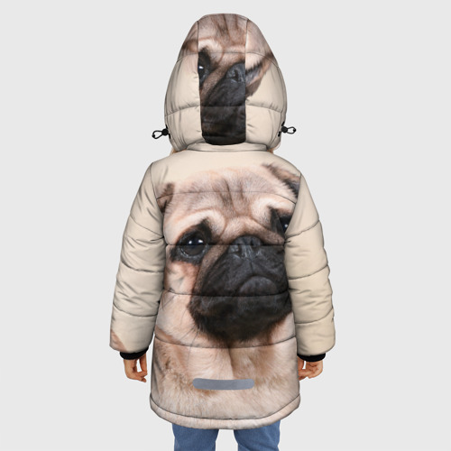 Зимняя куртка для девочек 3D Мопс, цвет светло-серый - фото 4