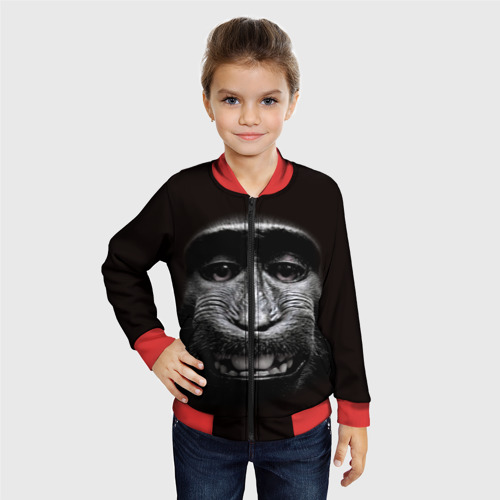 Детский бомбер 3D обезьяна, цвет красный - фото 3