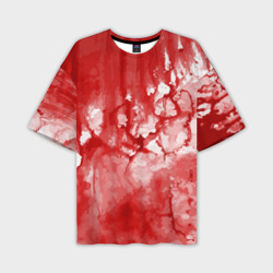 Мужская футболка oversize 3D Кровь акварельная на Хеллоуин