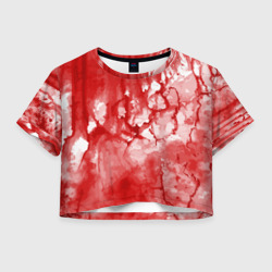 Женская футболка Crop-top 3D Кровь акварельная на Хеллоуин