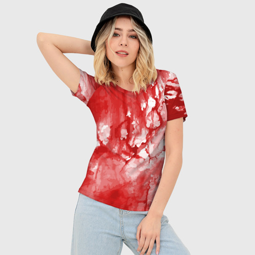 Женская футболка 3D Slim Кровь акварельная на Хеллоуин, цвет 3D печать - фото 3