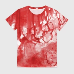 Женская футболка 3D Кровь акварельная на Хеллоуин
