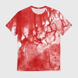Мужская футболка 3D Кровь акварельная на Хеллоуин
