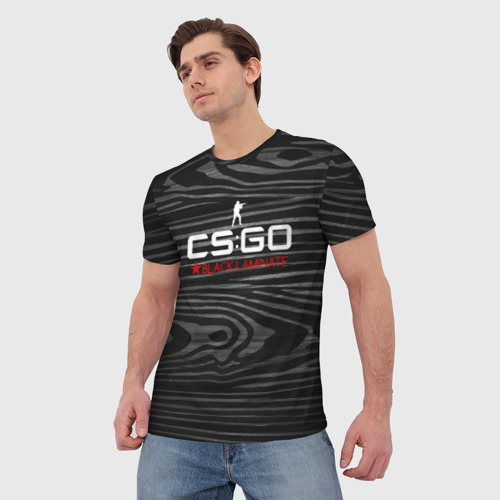 Мужская футболка 3D cs:go - Black Laminate (Чёрный глянец), цвет 3D печать - фото 3