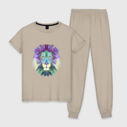 Женская пижама хлопок Полигональный лев