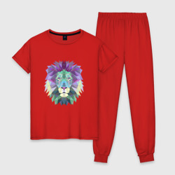 Женская пижама хлопок Полигональный лев