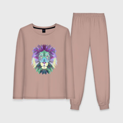 Женская пижама с лонгсливом хлопок Полигональный лев