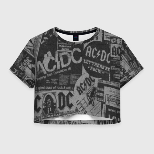 Женская футболка Crop-top 3D AC/DC, цвет 3D печать