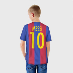 Футболка с принтом Месси форма для ребенка, вид на модели сзади №2. Цвет основы: белый