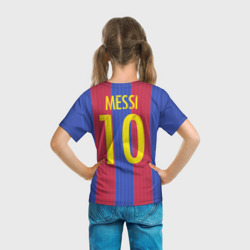 Футболка с принтом Месси форма для ребенка, вид на модели сзади №3. Цвет основы: белый
