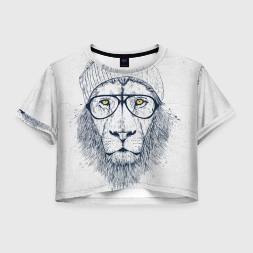 Женская футболка Crop-top 3D Cool Lion, цвет 3D печать