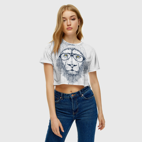 Женская футболка Crop-top 3D Cool Lion - фото 3