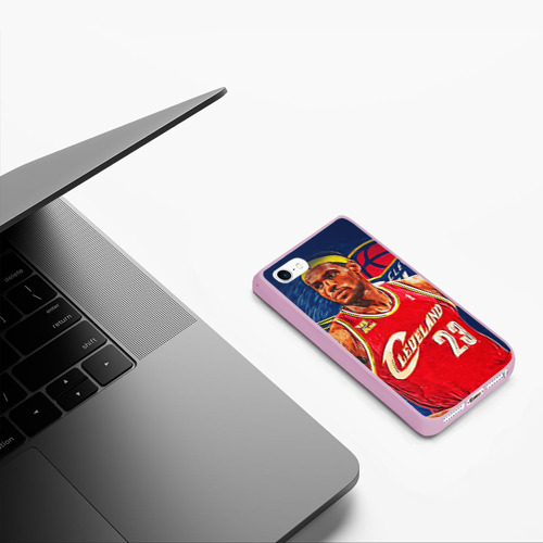 Чехол для iPhone 5/5S матовый LeBron James, цвет розовый - фото 5