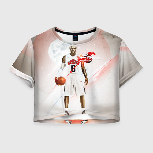 Женская футболка Crop-top 3D LeBron James, цвет 3D печать