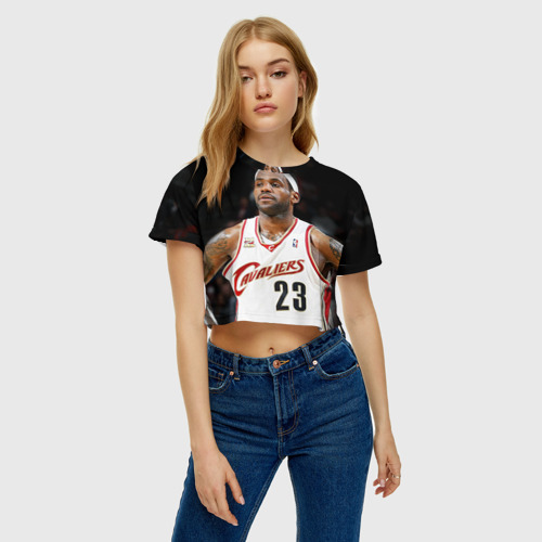 Женская футболка Crop-top 3D LeBron James, цвет 3D печать - фото 3